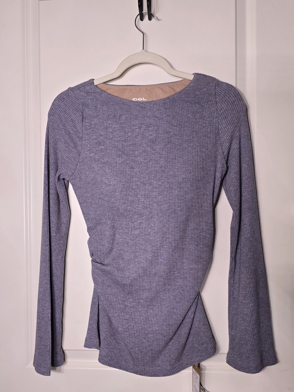 OGL Ribbed Long Tee With Bell Sleves And Rouching